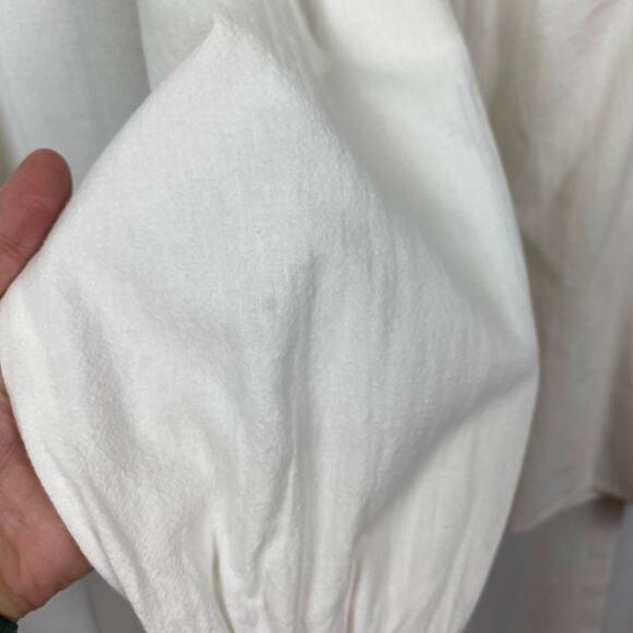 Faherty White Organic Cotton Laura Embroidered Smock Neck Blouse Sz.M NWT - Picture 14 of 16